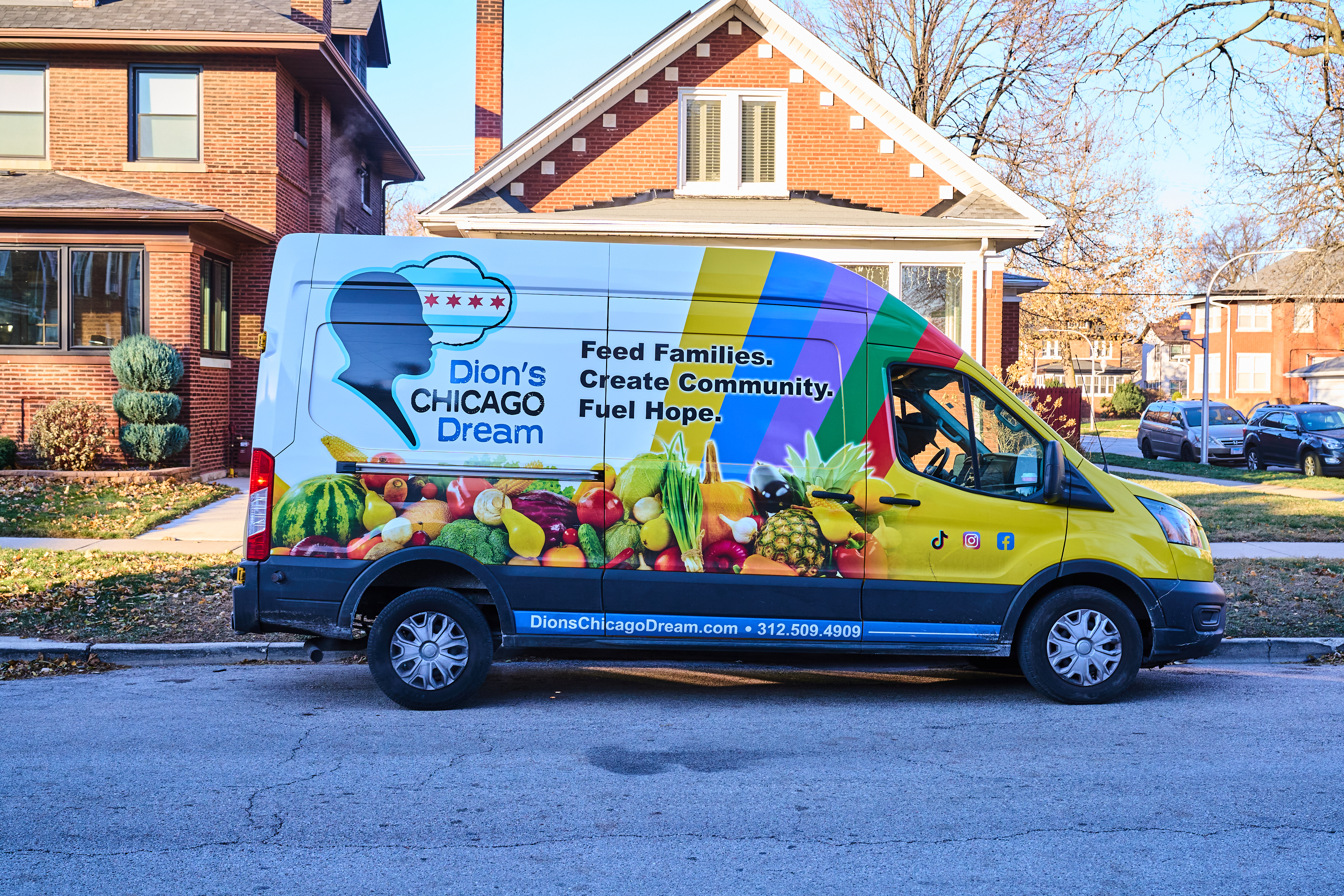 A Dream Delivery van on a residential Chicago street