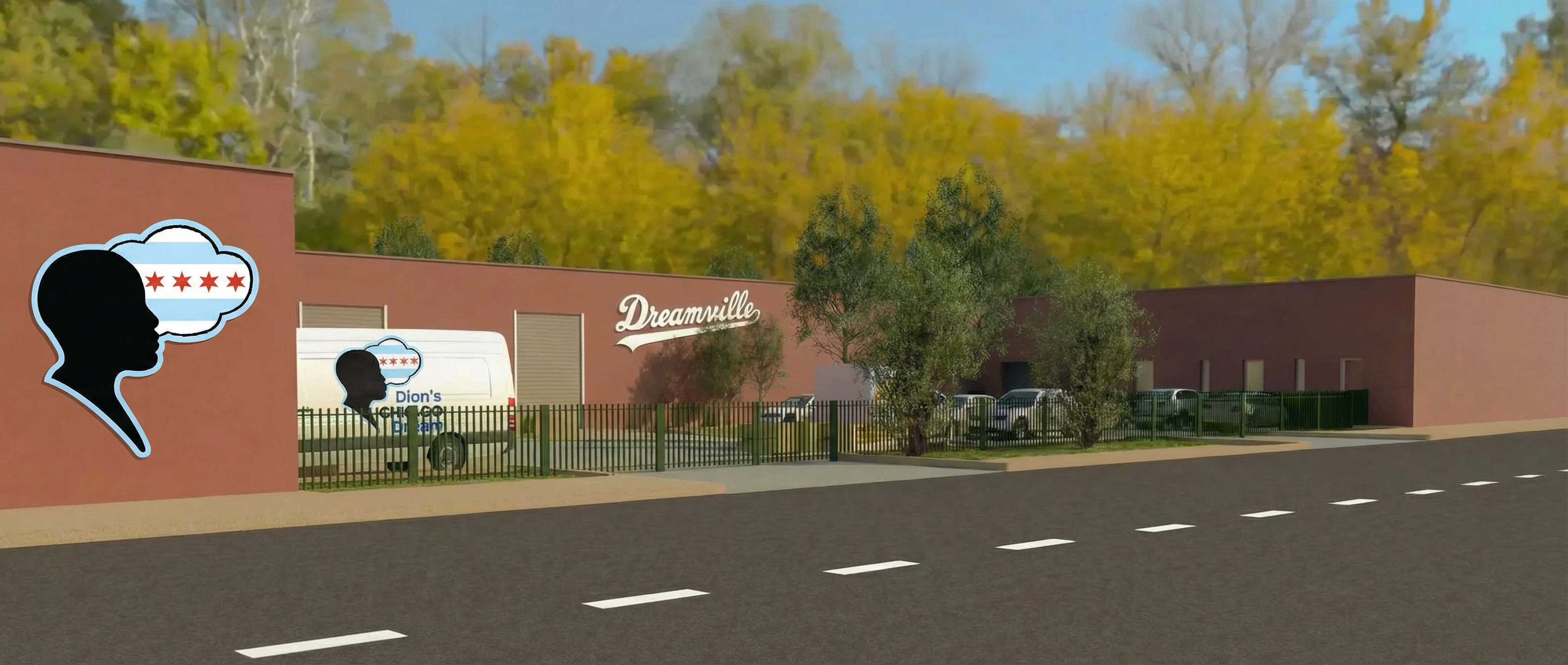 Street-level rendering of the Dreamville facade